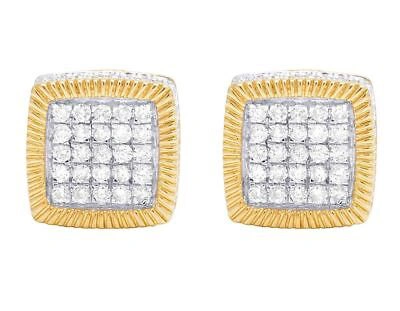 Pre-owned Jewelry Unlimited Unisex 10k Yellow Gold Genuine Diamond 3d Square Cluster Stud Earring 1/2 Ct 8mm