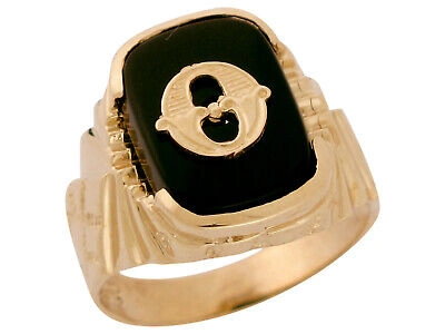 Pre-owned Amoravi 10k Or 14k Solid Gold Nugget Design Onyx Letter O Mens Initial Statement Ring In Black