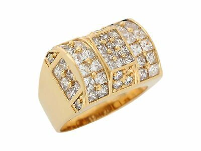 Pre-owned Jackani 10k Or 14k Yellow Gold White Cz Sparkling Dome Design Mens Ring