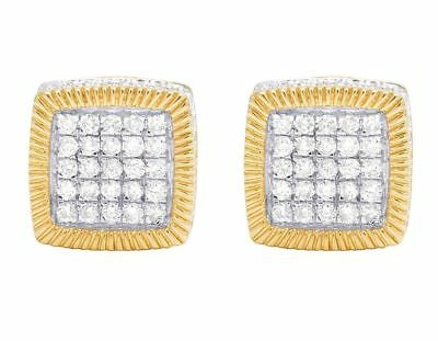 Pre-owned Jewelry Unlimited Unisex 10k Yellow Gold Real Diamond 3d Square Cluster Stud Earring 7/8 Ct 10mm