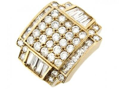 Pre-owned Jackani 10k Or 14k Yellow Gold Multiple White Cz Criss Cross Square Layered Mens Ring