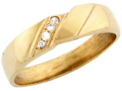 Pre-owned Jackani 10k Or 14k Yellow Gold Mens Ring Wtih Four Round Cut Diagonal Set Cz Accents In White