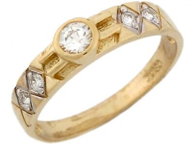 Pre-owned Jackani 10k Or 14k Two Toned Real Gold White Cz Modern Stylish Wedding Band Mens Ring