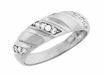 Pre-owned Jackani 10k Or 14k White Gold Mens Round Cut Pave Cz Ring With Engraved Detail