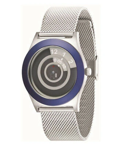 Pre-owned 01 The One Genuine  Spinning Wheel An06g08 Cool Design Fashion Watch Mesh Band In Silver