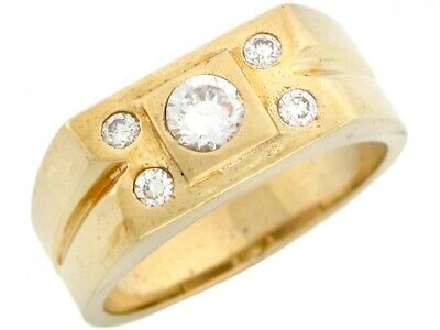 Pre-owned Jackani 10k Or 14k Solid Yellow Gold Five 5 Stone Cz Fancy Mens Ring In White