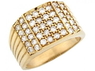 Pre-owned Jackani 10k Or 14k Gold 8 Row Cz Cluster High Polish Fancy Mens Ring In White