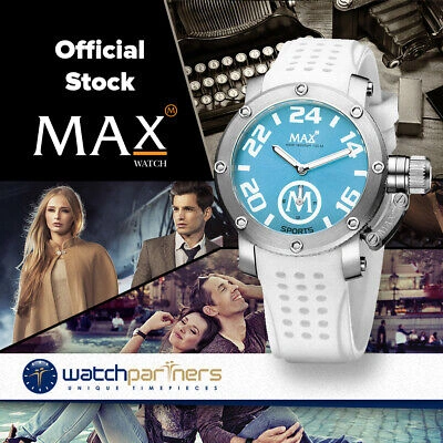 Pre-owned Max Sports Watch Xs36 Sky Blue Dial White Strap 10atm S/steel Case 36mm 5-560
