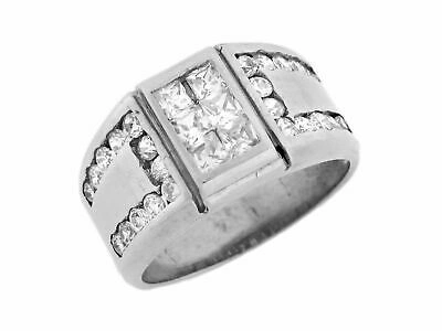 Pre-owned Jackani 10k Or 14k White Gold Rectangle Mens Ring With Unique Side Accent Design