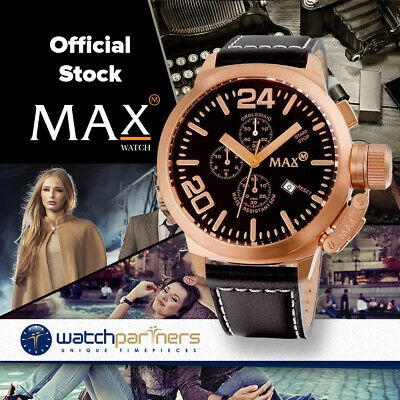 Pre-owned Max Watch The Classic Chrono 5atm Black Dial Ip Rose Case 47mm Diameter 5-322