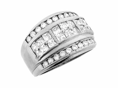 Pre-owned Jackani 10k Or 14k White Gold Multiple White Cz Wrap Band Mens Ring