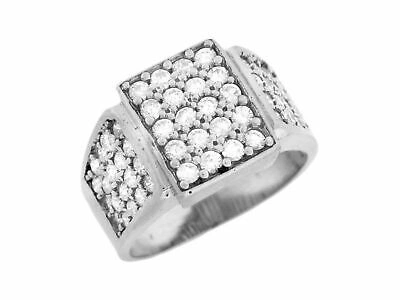 Pre-owned Jackani 10k Or 14k Solid White Gold Eye Catching Fancy Cz Bling Mens Ring