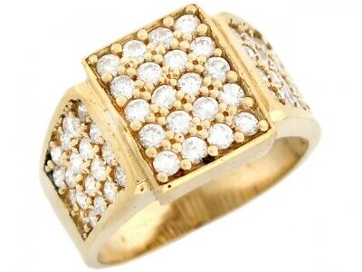 Pre-owned Jackani 10k Or 14k Solid Gold Eye Catching Fancy Cz Bling Mens Ring In White