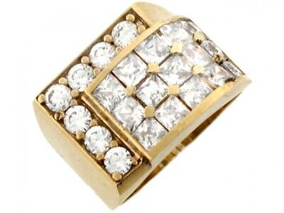 Pre-owned Jackani 10k Or 14k Yellow Gold White Cz Wrap Around Elegant Mens Ring