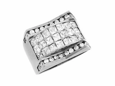 Pre-owned Jackani 10k Or 14k White Gold Curved White Cz Unique Designer Mens Ring