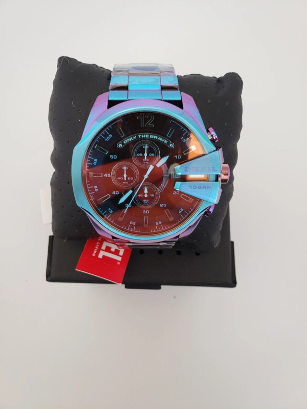 Pre-owned Diesel Mega Chief Mens Chronograph Rainbow Stainless 