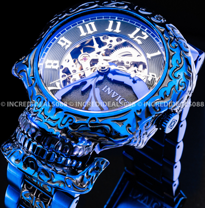 Pre-owned Invicta Automatic Skull Artist Skeletonized Dial Blue Label Men Rare Watch