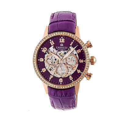Pre-owned Empress Beatrice Automatic Crystal Purple Dial Ladies Watch Empem2006