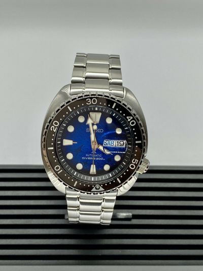 Pre-owned Seiko Prospex King Turtle Blue Manta Ray Stainless Steel Men's Watch Srpe39