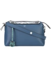 Fendi 'medium By The Way' Calfskin Leather Shoulder Bag With Genuine Snakeskin Trim In Blue