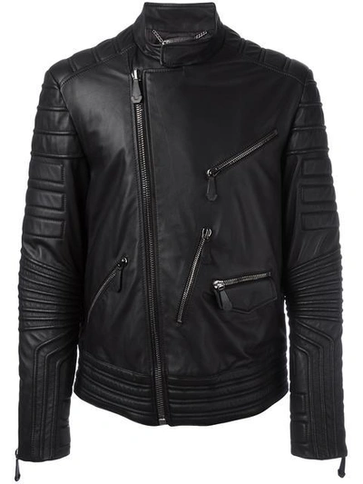 Philipp Plein Ribbed Panel Biker Jacket