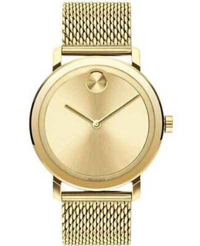 Pre-owned Movado Bold Evolution Gold Dial Gold Plated Steel Men's Watch 3600560