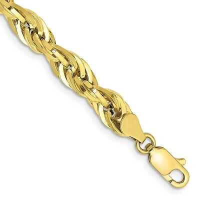 Pre-owned Superdealsforeverything Real 10k Yellow Gold 5.4mm Semi-solid Rope Chain Bracelet; 8 Inch; Lobster Clasp