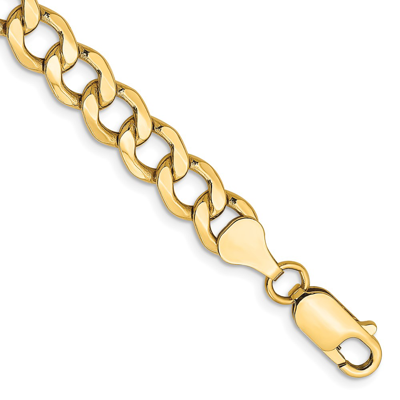 Pre-owned Superdealsforeverything Real 10kt Yellow Gold 7mm Semi-solid Curb Link Chain Chain Bracelet; 8 Inch