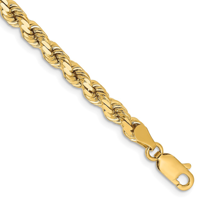 Pre-owned Superdealsforeverything Real 14k Yellow Gold 4.25mm Diamond Cut Rope With Lobster Clasp Chain Bracelet