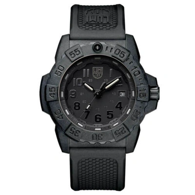 Pre-owned Luminox Men's Watch Navy Seal 3500 Series Black Silicone Rubber Strap 3501.bo