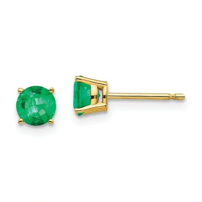 Pre-owned Goldia 14k Emerald Post Earrings In Yellow