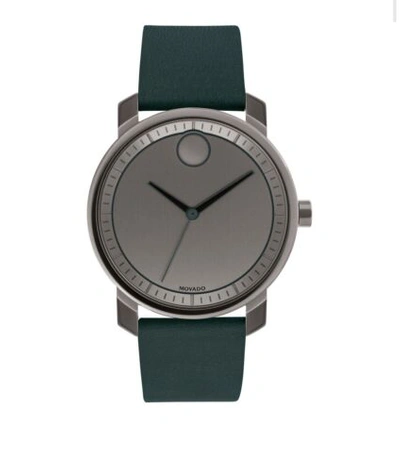 Pre-owned Movado Brand  Bold Men's 40mm Green Leather Strap Watch 3600570