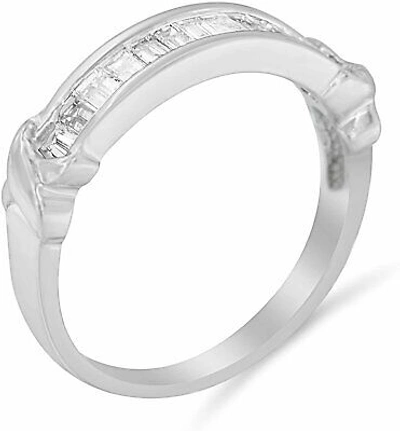 Pre-owned Haus Of Brilliance .925 Sterling Silver 1/2 Cttw Baguette Cut Diamond Channel Set X-station... In H-i