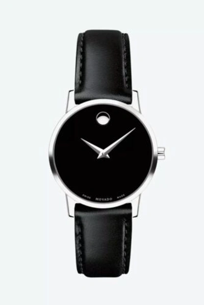 Pre-owned Movado Brand  Women's Museum Classic Silver Dial Leather Strap Watch 0607317
