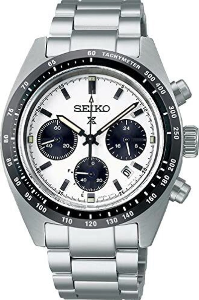 Pre-owned Seiko Prospex Speed Timer Sbdl085 Solar White Silver Ss Round Analog Men's