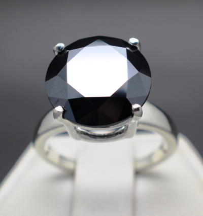 Pre-owned Black Diamond 6.15cts 12.17mm Real  Treated Ring Aaa Grade & $3275 Value.. In Fancy Black