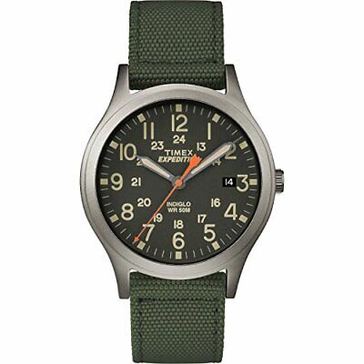 Pre-owned Timex Unisex Tw4b13900 Expedition Scout 36mm Green/black Nylon Strap Watch