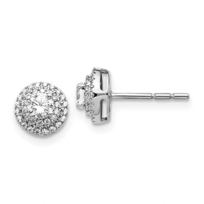 Pre-owned Goldia Jewelry Women's Earrings 14k White Gold Diamond Cluster Round Post Back, 7 Mm