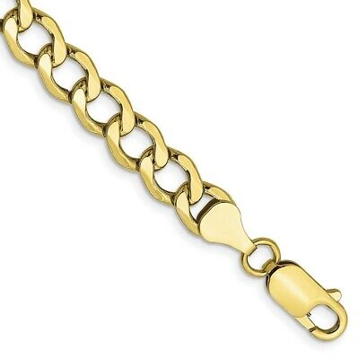 Pre-owned Superdealsforeverything Real 10kt Yellow Gold 6.5mm Semi-solid Curb Link Chain Chain Bracelet; 8 Inch