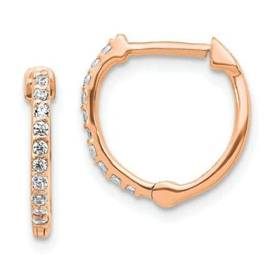 Pre-owned Jewelry Women's Earrings 14k Rose Gold Hoops Diamond Hinged Closure, 13 Mm In Pink