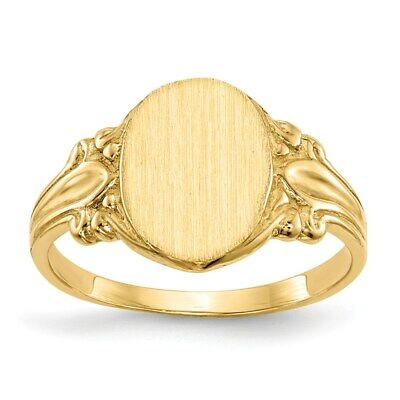 Pre-owned Superdealsforeverything Real 14kt Yellow Gold 10.0x8.0mm Closed Back Signet Ring S:6