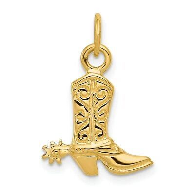 Pre-owned Superdealsforeverything Real 14kt Yellow Gold 3-d Cowboy Boot Pendant