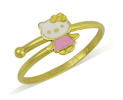 Pre-owned Sanrio Gold Ring 14k Hello Kitty Ring Kids One Size Cute Girly Gift Brand In No Stone