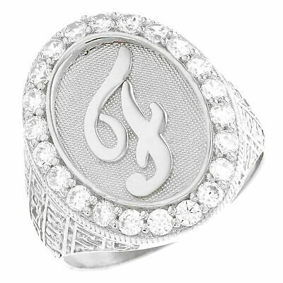 Pre-owned Jackani 10k Or 14k White Gold Mens Oval Halo White Cz Initial Letter F Ring