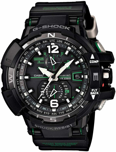 Pre-owned Casio -new-  G-shock Gw-a1100-1a3jf Sky Cockpit Gravitymaster Black Green Japan