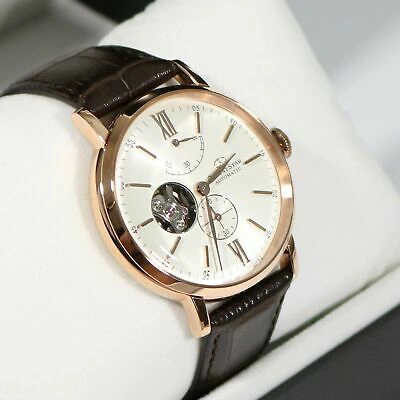 Pre-owned Orient Star Rose Gold Tone Automatic Brown Leather Strap Men's Watch Re-av000s00