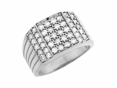 Pre-owned Jackani 10k Or 14k White Gold 8 Row Cz Cluster High Polish Fancy Mens Ring