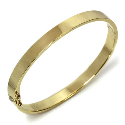 Pre-owned Jewelry By Arsa Heavy Wide 6mm Plain Solid 14k Yellow Gold Oval Bangle Bracelet 6 To 8 Inches
