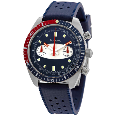 Pre-owned Bulova 98a253 Archive Series Chronograph Blue Dial Pepsi Bezel Men's Watch $695