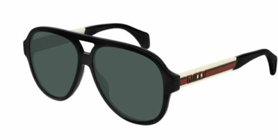 Pre-owned Gucci Gg 0463 S 002 Black/white Polarized Sunglasses In Gray